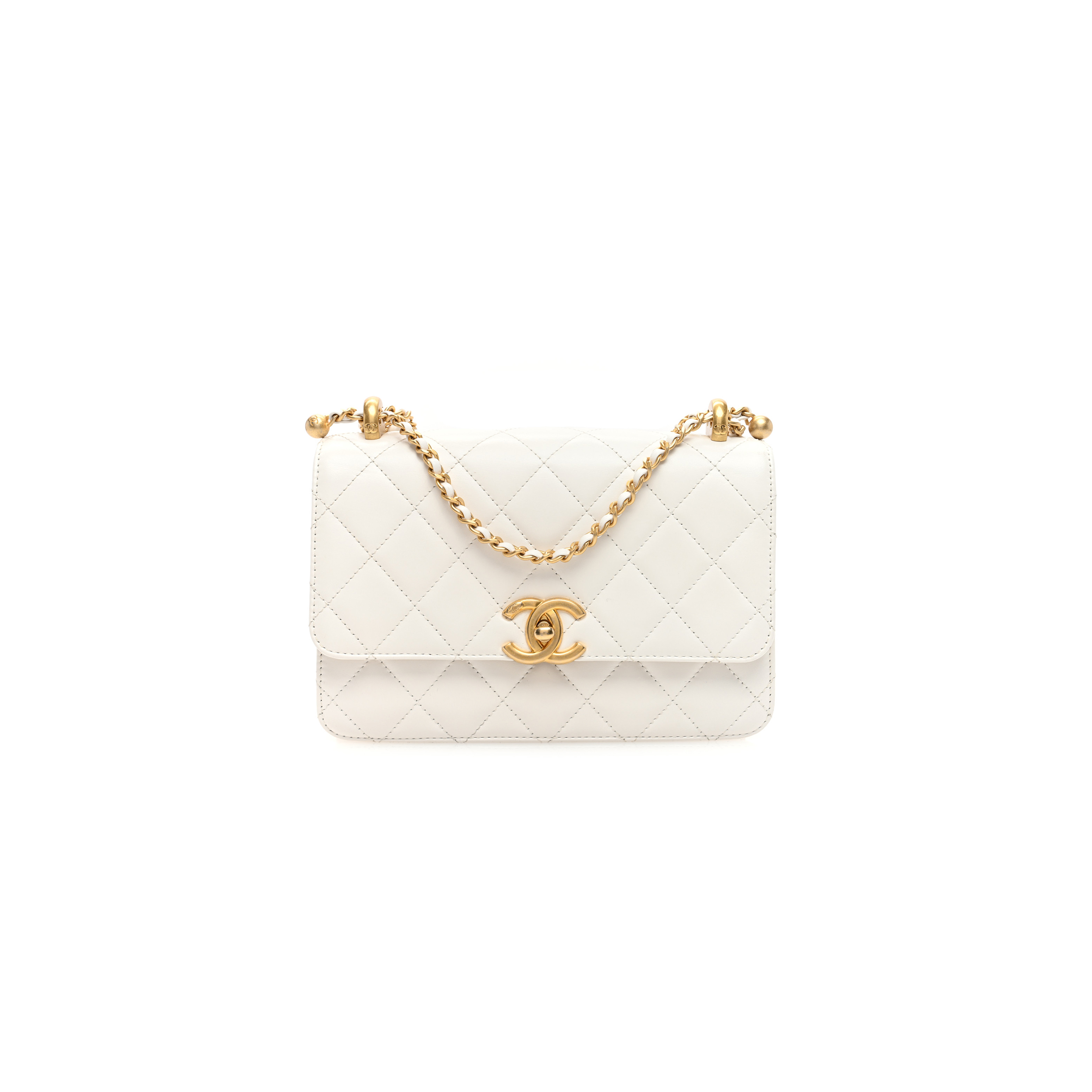 CHANEL MASTER CALFSKIN QUILTED PERFECT FIT FLAP WHITE (19*12*8cm)